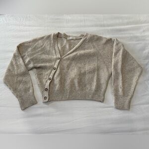 Taupe Asymmetrical Button Cardigan
